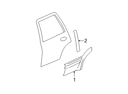 2003 Oldsmobile Bravada Exterior Trim - Rear Door Side Molding Diagram for 15185256