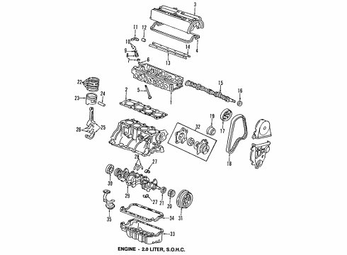 1988 Honda Prelude Engine Parts, Mounts, Cylinder Head & Valves, Camshaft & Timing, Oil Pan, Oil Pump, Crankshaft & Bearings, Pistons, Rings & Bearings Belt, Timing (Unitta) Diagram for 14400-PK1-004