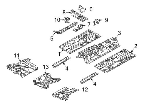 2020 Toyota Yaris Floor & Rails Front Crossmember Diagram for 57052-WB004