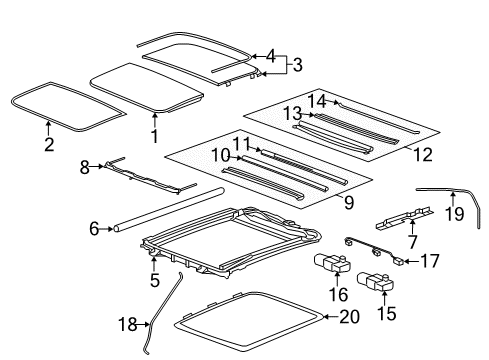 2011 Cadillac CTS Sunroof Window Shade Motor Diagram for 25941301