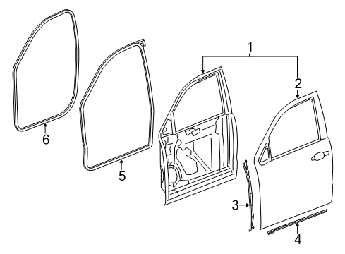 2018 GMC Yukon Front Door Weatherstrip On Body Diagram for 23255371