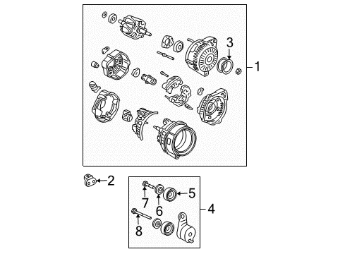 2004 Acura MDX Alternator Alternator Assembly (Csd69) (Denso) Diagram for 31100-RJA-A02