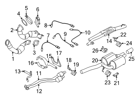 2009 BMW 528i Exhaust Components Catalytic Converter Diagram for 18307565684