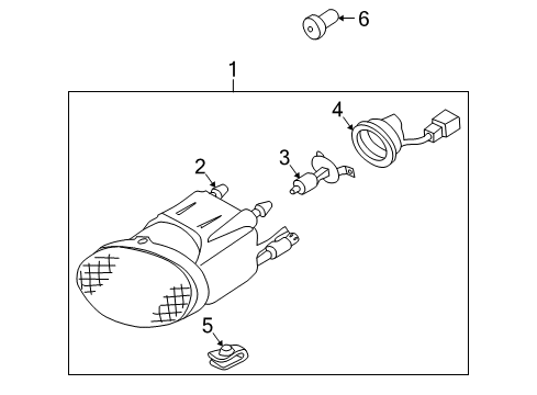 2003 Nissan Maxima Fog Lamps Lamp Assembly-Fog, RH Diagram for 26150-5Y725