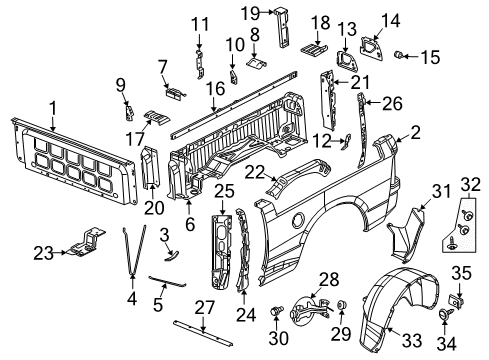 2014 Ram 2500 Front & Side Panels Lock Nut Diagram for 6509799AA