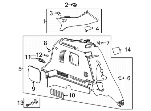 2021 Chevrolet Trailblazer Interior Trim - Quarter Panels Upper Quarter Trim Cap Diagram for 42714932