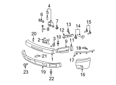 2007 Chevrolet Silverado 2500 HD Front Bumper End Cap Diagram for 15839253