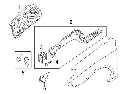 2010 Hyundai Elantra Structural Components & Rails Hook-Front Tie Down, LH Diagram for 84179-2G100