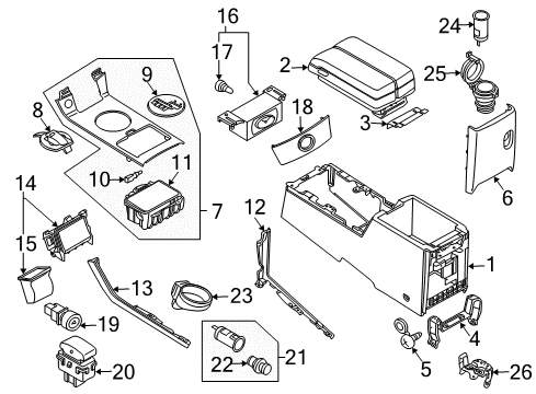 2005 Infiniti FX45 Switches Cup Holder Assembly Diagram for 68430-CG001