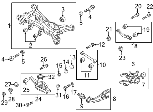 2012 Kia Sportage Rear Suspension Components, Lower Control Arm, Stabilizer Bar Bush-Rear Trailing Arm Diagram for 552743W000
