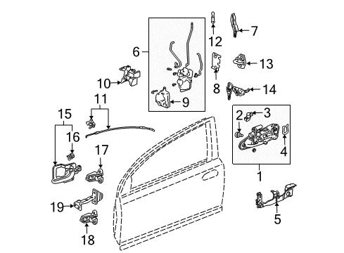 2003 Honda Civic Door - Lock & Hardware Hinge, Right Front Door (Upper) Diagram for 67410-S5S-E01ZZ