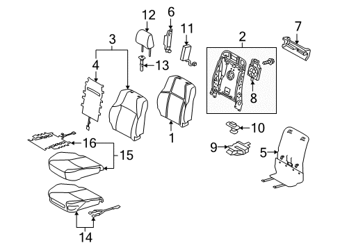2015 Lexus GX460 Passenger Seat Components Spring Assembly, Front Seat Diagram for 71630-60470
