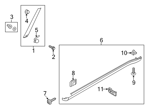 2018 Kia Soul EV Exterior Trim - Pillars, Rocker & Floor Cap-A Pillar, LH Diagram for 86177B2100