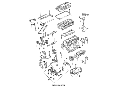 1993 Mitsubishi Expo LRV Engine Parts, Mounts, Cylinder Head & Valves, Camshaft & Timing, Oil Pan, Oil Pump, Balance Shafts, Crankshaft & Bearings, Pistons, Rings & Bearings Gasket-Timing Cover Diagram for MD191939