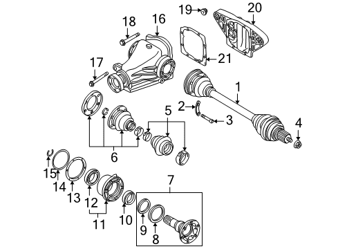 2001 BMW 740i Axle & Differential - Rear Exchange Output Drive Shaft Diagram for 33207504707