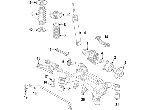 2019 BMW X6 Rear Suspension Components, Lower Control Arm, Upper Control Arm, Ride Control, Stabilizer Bar Lower Spring Pad Diagram for 33536857003