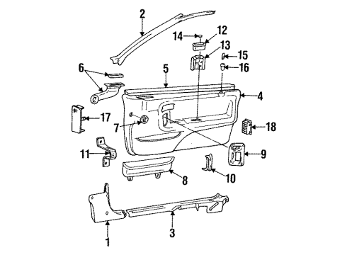 1992 Hyundai Scoupe Interior Trim Weatherstrip-Front Door Belt Inside RH Diagram for 82241-23000