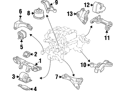 1997 Acura TL Engine & Trans Mounting Bracket, Passenger Side Middle Mounting Diagram for 50831-SZ5-A02