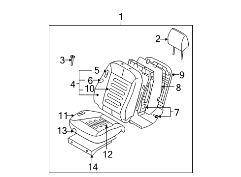2007 Hyundai Santa Fe Heated Seats Headrest Assembly-Front Seat Diagram for 88700-0W010-J4R