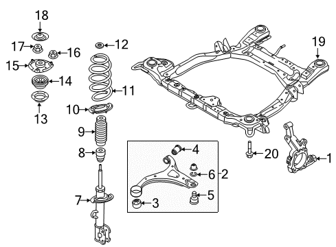 2011 Kia Sorento Suspension Components, Lower Control Arm, Stabilizer Bar Front Strut Assembly Kit, Right Diagram for 546041U300FFF