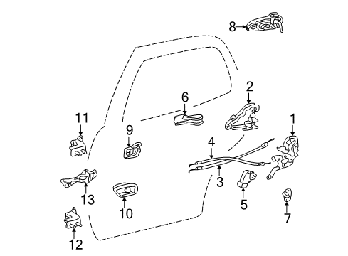 2007 Toyota Sequoia Rear Door Handle, Outside Diagram for 69240-34020-G1