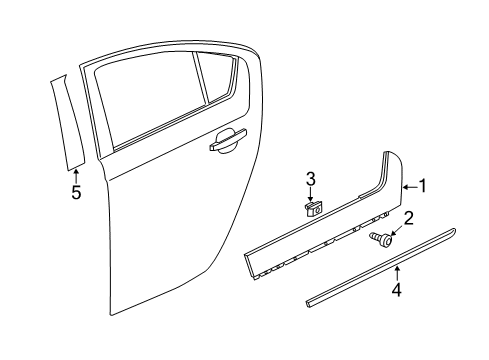 2011 Chevrolet Volt Exterior Trim - Rear Door Upper Molding Diagram for 22959678