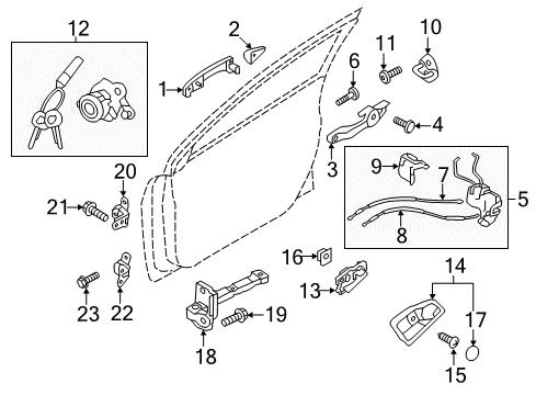 2015 Hyundai Accent Front Door Interior Door Handle Assembly, Right Diagram for 82620-1R000-RDR