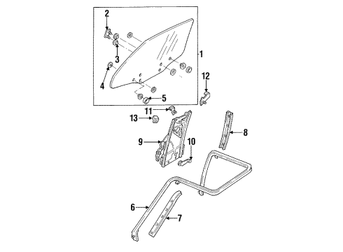 1989 Nissan Pulsar NX Glass - Door Weatherstrip Diagram for 76861-80M61