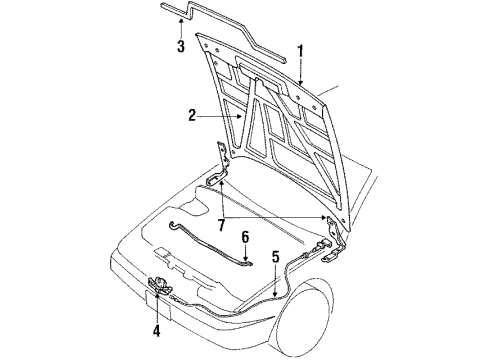 1990 Nissan 240SX Hood & Components Hinge Assembly-Hood RH Diagram for 65400-35F10