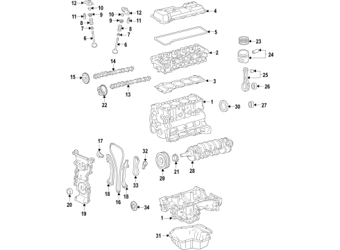 2019 Toyota Yaris Engine Parts, Mounts, Cylinder Head & Valves, Camshaft & Timing, Oil Pan, Oil Pump, Crankshaft & Bearings, Pistons, Rings & Bearings, Variable Valve Timing Exhaust Camshaft Diagram for 13502-WB001