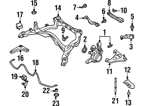 1997 Infiniti Q45 Rear Suspension Components, Lower Control Arm, Ride Control, Stabilizer Bar STOPPER-Member Mounting Lower Diagram for 55475-60U00