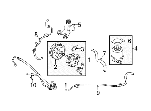 2008 Toyota Camry P/S Pump & Hoses, Steering Gear & Linkage Reservoir Hose Diagram for 44348-06270