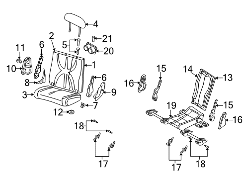 2001 Dodge Durango Rear Seat Components CUPHOLDER Diagram for SQ861T5AA