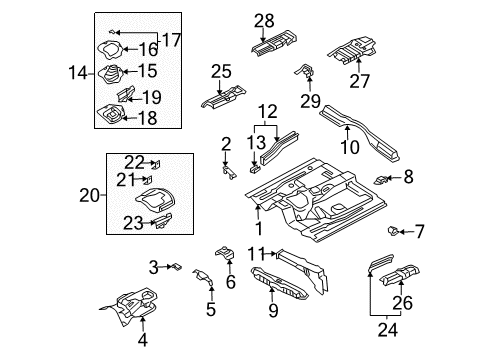 1999 Infiniti QX4 Pillars, Rocker & Floor - Floor & Rails INSULATOR-Heat, Rear Floor Diagram for 74762-0W000