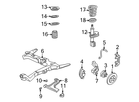 2001 Chevrolet Malibu Front Suspension Components, Lower Control Arm, Stabilizer Bar Bracket, Front Wheel Speed Sensor Wire Diagram for 18025958