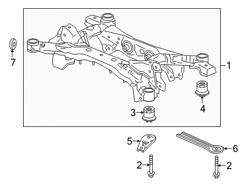 2017 Acura TLX Suspension Mounting - Rear Mass, Rear Subframe Diagram for 50430-TZ3-A00