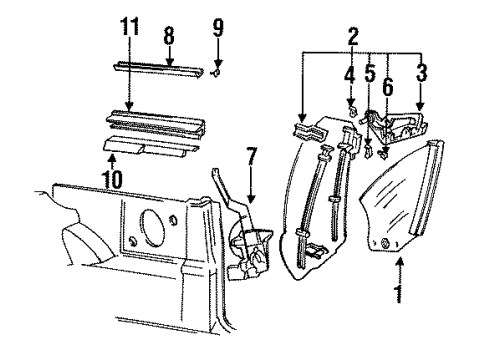 1992 Infiniti M30 Quarter Panel - Glass & Hardware REGULATOR. Assembly-Quarter Window Less Motor R/L Diagram for K8099-9X031