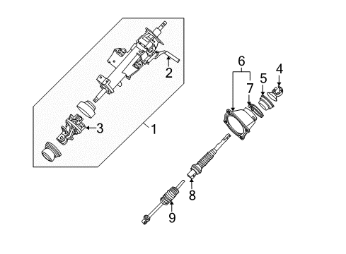 2014 Nissan Titan Steering Column & Wheel, Steering Gear & Linkage Column Assy-Steering, Upper Diagram for 48810-9FM1B