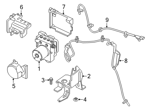 2022 Ford Ranger ABS Components Front Shield Diagram for EB3Z-2C314-G