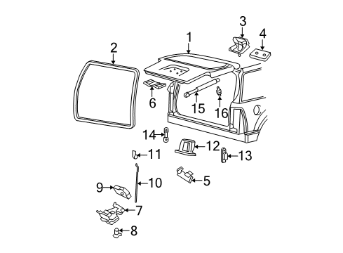 2008 Mercury Mountaineer Lift Gate Support Cylinder Diagram for 3C5Z-78406A10-AA