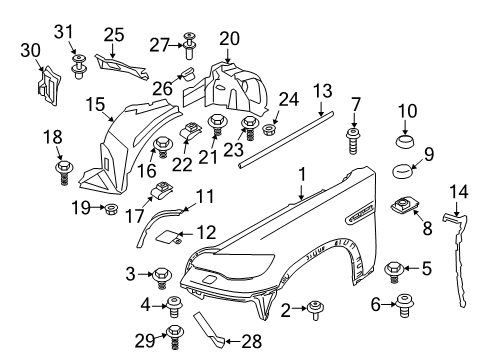 2011 BMW X6 Fender & Components Expanding Rivet Diagram for 51488353567