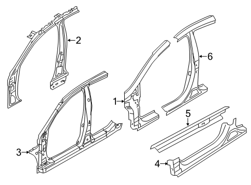 2015 Kia Optima Center Pillar, Hinge Pillar, Rocker Pillar Assembly-Front Inner L Diagram for 711034C000