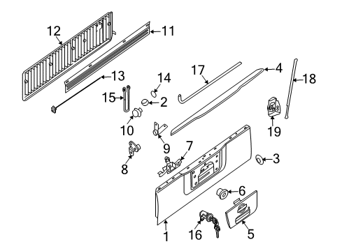 2013 Nissan Titan Tail Gate Rear Gate Handle Diagram for 90606-9FM0A