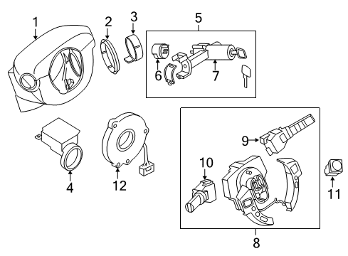 2011 Nissan Sentra Anti-Theft Components Sensor Assembly-Steering Angle Diagram for 47945-JA00A