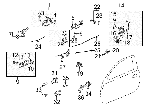2006 Honda Insight Front Door Stopper A, Handle (Outer) Diagram for 72119-S04-003