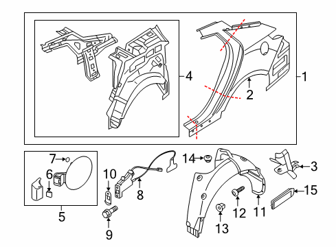 2014 Kia Optima Quarter Panel & Components Panel Complete-Combination Lamp Diagram for 691412T500