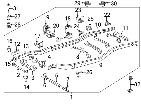2013 Toyota Tundra Frame & Components Cab Mount Bracket Diagram for 51711-0C010