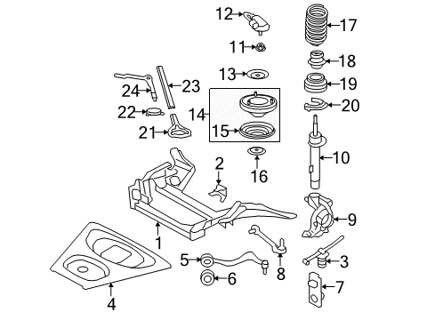 2012 BMW M3 Front Suspension, Lower Control Arm, Stabilizer Bar, Suspension Components Jack Fixture Diagram for 31102283434