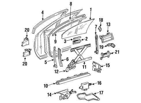 1993 Buick Commercial Chassis Front Door - Glass & Hardware RETAINER Diagram for 10108973