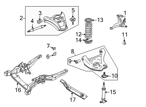 1990 Chevrolet Astro Front Suspension Components, Drive Axles, Lower Control Arm, Upper Control Arm, Stabilizer Bar, Torsion Bar Shock Diagram for 88945343